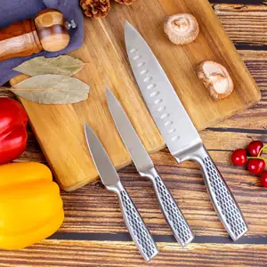 manufacturers customized 3 PCS Meat Cutting Chef knife S/S 410 Handle Stainless Steel Kitchen Knife Set