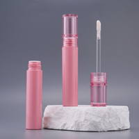 Emballage de rouge à lèvres liquide en plastique 5,2 ml, tube de gloss à lèvres transparent personnalisé avec logo, couvercle translucide rose pastel clair