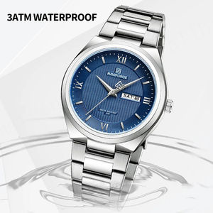 NAVIFORCE 8030 Montre de luxe pour homme, 3 ATM résistant à l'eau, en acier inoxydable, à quartz, possibilité d'ajouter son propre logo, élégante pour le travail et les loisirs - Product Image 3