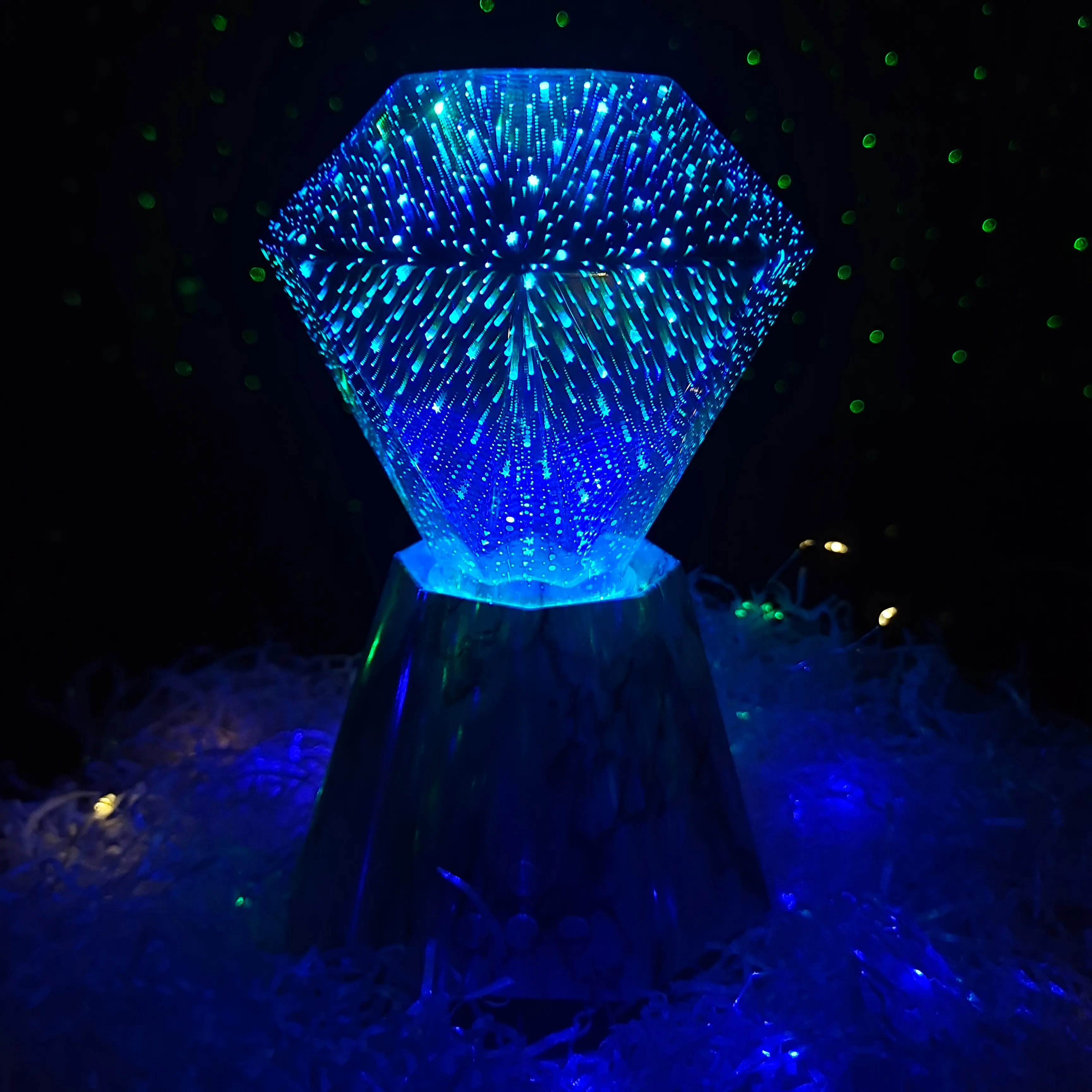 글로벌 커스텀 다이아몬드 아트 라이트 로맨틱 조명, 블루투스 조정 가능한 다채로운 테이블 램프 3D 다이아몬드 음악 LED 멋진 조명