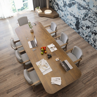 Table de travail rectangulaire simple et moderne en bois massif Table d'établi chaise de bureau combinaison pour salon longue conférence