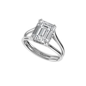 Excellent <b>Emerald</b> Cut Lab Grown Diamond <b>Ring</b> 925 <b>Silver</b> 9kt, 14kt, 18kt Gold Diamond <b>Rings</b> for Women's Engagement <b>Ring</b> - Product Image 1