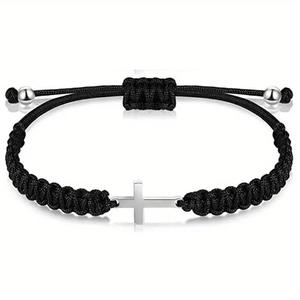 <span class=keywords><strong>Bracelet</strong></span> en corde tissée croisée en acier inoxydable <span class=keywords><strong>Bracelet</strong></span> en corde rouge porte-bonheur à la mode pour hommes et femmes Nouveau design pour couples Idée cadeau - Product Image 5
