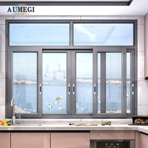Aumegi soggiorno alluminio su e giù finestra scorrevole telaio sottile finestra scorrevole in alluminio e porta Alumin