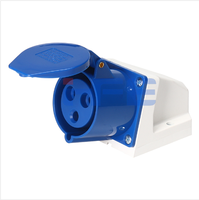 Prise murale industrielle HFE 3 pôles 32A 220V IP44, norme IEC 60309-1-2, modèle bleu HF-123