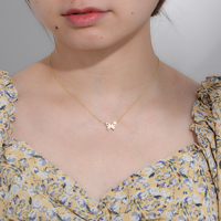 KN1712 Collar Minimalista Hueco con Insecto al por Mayor, Chapado en Oro de 14k, Joyería de Plata S925 Lisa con Mariposa para Mujer