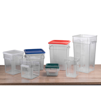 Récipient de stockage de nourriture en polycarbonate rectangulaire et carré transparent avec échelle pour servir des aliments dans les restaurants et les hôtels