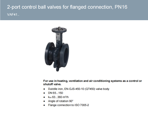 Vanne à boisseau sphérique industrielle VAF41.150, en fonte ductile, à débit égal, pour le contrôle CVC - Product Image 2