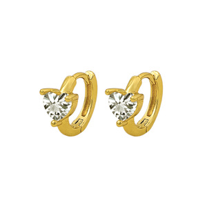 Pendientes Huggie en forma de corazón chapados en oro con diamantes de imitación de cristal para mujer, lindos pendientes de aro a la moda - Product Image 6