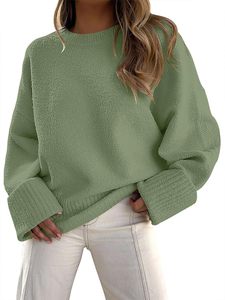 Damen Rundhals ausschnitt Langarm Übergroße <span class=keywords><strong>Fuzzy</strong></span> Knit Chunky Warm Pullover Langarm Pullover Top - Product Image 3