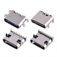 Konektor Wanita Tipe C 6P/16P Soket USB 3.1 Antarmuka Pengisian Daya Transfer Data Definisi Tinggi dengan 4 Pin Tetap