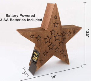 14 "ตกแต่งแบตเตอรี่ดำเนินการ Rustic Led Light ไม้ Star Sign สำหรับวันประกาศอิสรภาพตกแต่ง - Product Image 6