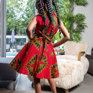 Mode Offre Spéciale petites filles <span class=keywords><strong>robe</strong></span> de soirée imprimé africain col haut <span class=keywords><strong>robe</strong></span> mi-longue pour enfants - Product Image 5