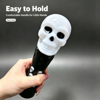 Baguette LED Crâne Blanc pour Fêtes d'Halloween, Accessoire Lumineux Clignotant pour Costumes et Événements de Friandises ou d'Enfants