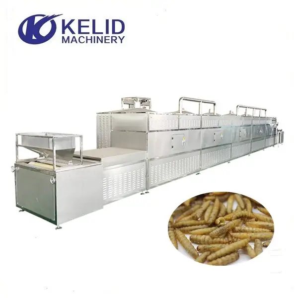 Microwave Insect Earthworm Tunnel Dehydrator Tenebrio Molitor Drying Machine BSF Larvae Dryer