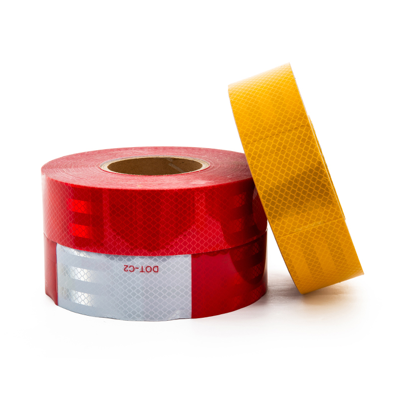 Reflective Double Sided Acrylic Warning Tape 6 Colors Night Safety Sticker 1 Inch X 60 Feet Waterproof Crystal Lattice