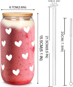 Bicchieri Artigianali a Forma di Lattina da 16 oz in Vetro Borosilicato per Caffè Freddo e Birra, Bicchieri per Coppie a Tema Amore - Product Image 3