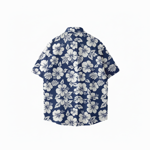 เสื้อยืดแขนสั้นผู้ชายสไตล์ฮาวาย ยุโรป อเมริกา แบรนด์แฟชั่นฮ่องกง ผ้าวิสโคส/คอตตอนเนื้อแน่น ไม่เป็นขุย ใส่สบาย ไซส์ใหญ่ สำหรับฤดูร้อน - Product Image 1