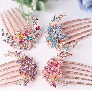 Metal Hair Comb Inserted Comb Plate Hair Clip Ball Headdress Five Tooth Hairpin Inserted Female Adult Diamond Hair Ornaments