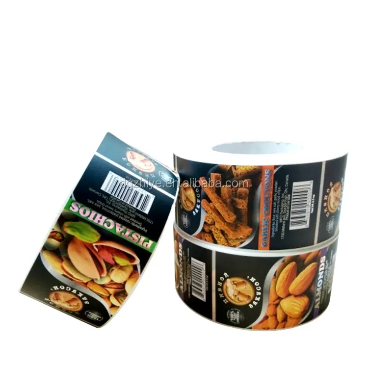 Kacang makanan kelas label stiker label makanan dengan matt finish roll stiker perekat yang kuat label makanan stiker