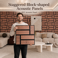 Panneaux acoustiques en bois véritable, blocs superposés, absorption acoustique, panneau mural insonorisant en PET, panneau acoustique décoratif
