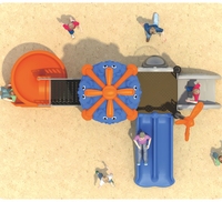 Équipement de terrain de jeu extérieur pour enfants sur le thème du château, avec toboggan, balançoire et tunnel en spirale, pour les parcs publics et communautaires