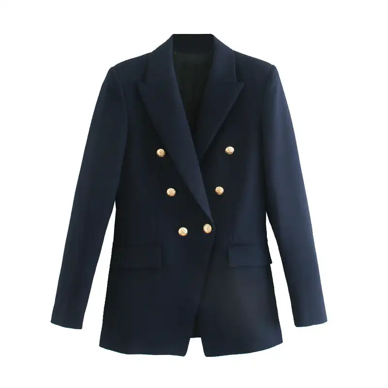 W450 nuevo Color sólido doble botonadura de moda, chaqueta de las mujeres chaquetas Casual traje de ropa