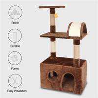 Grand arbre à chat en bois de luxe pour Halloween, 54,5 pouces, avec double niche, griffoir, maison et tour de meubles pour animaux de compagnie