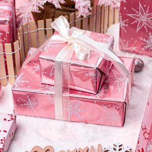 <b>Pink</b> Christmas Wrapping Paper Roll 17in X 33ft Double Side Reversible For Holiday Gift Craft Packaging - Product Image 3