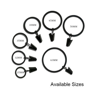 Rustproof Matte Metal Stainless Steel Drapery Hanger Decorative <strong>Curtain</strong> Rings <strong>with</strong> Clips <strong>Hooks</strong> for Tension Rod Bracket Eyelets - Product Image 4