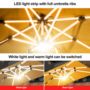 Parasol de jardin cantilever tendance pour l'extérieur, avec éclairage LED solaire et bases incluses - Product Image 4