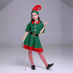 Costume d'elfe vert pour enfants, garçons et filles, tenue de spectacle de Noël, en coton, taille 8-12 - Product Image 2