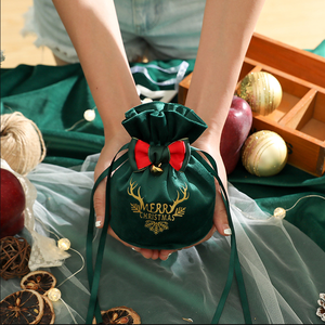 Nieuwe stijlvolle, creatieve fluwelen appelvormige opbergzak, multifunctioneel, praktisch, met trekkoord, snoepzak voor Kerstmis - Product Image 6