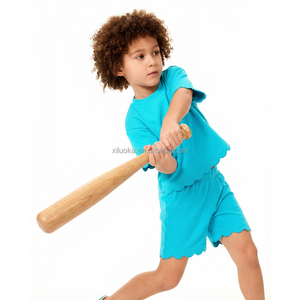 Set Pakaian Bayi Grosir, Kaos Katun Musim Panas Berkerah Scallop + Celana Pendek Custom untuk Anak Perempuan, Set Celana Pendek Anak Perempuan - Product Image 3