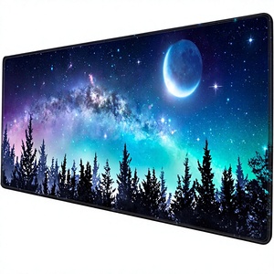 Alfombrilla de ratón para juegos, alfombrilla de escritorio con bordes cosidos, base de goma antideslizante, diseño impermeable de cielo estrellado con luna, 31,5x11,8 pulgadas - Product Image 1