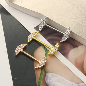 Piercings de pezón 14G de acero quirúrgico con tornillo, tipo barbell, para lengua, con colgante recto de corazón de circonita cúbica - Product Image 3
