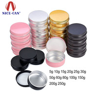 Petit conteneur en aluminium argent mat noir cosmétiques rond en métal boîte en fer blanc pot noir 100ml avec couvercle à vis pour bougie