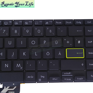 GR เยอรมันแบ็คไลท์แป้นพิมพ์แล็ปท็อปสำหรับ <span class=keywords><strong>ASUS</strong></span> <span class=keywords><strong>VivoBook</strong></span> <span class=keywords><strong>Flip</strong></span> <span class=keywords><strong>14</strong></span> TP470EA <span class=keywords><strong>TM420</strong></span> TP420 TP420IA แป้นพิมพ์ปุ่ม Enter พร้อมขอบสีเหลือง - Product Image 2
