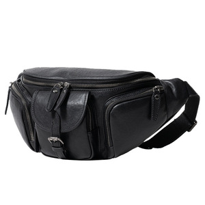 Schlatum của nam giới kích thước lớn màu đen chính hãng da bò da Sling ngực Túi Đồng đa chức năng ach Eo Túi với dây đeo có thể điều chỉnh - Product Image 5