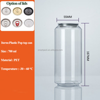 Pop-top Can Jetable 350ml 500ml 700ml Bouchon En Aluminium Personnalisé Vide En Plastique Distributeur Bouteille De Boisson Bouteille De Jus