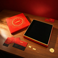 Boîte cadeau rigide rouge personnalisée avec logo, estampage à chaud or, boîte avec couvercle, emballage de luxe pour entreprise avec insert en mousse noire