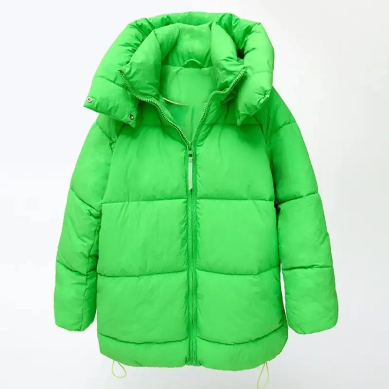 Winter new apple green long loose down cotton-padded jacket coat