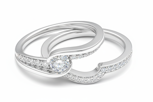 Solitaire Diamond <b>Ring</b> 925 Silver 10KT 14KT 18KT Gold <b>Split</b> Shank Pave Band Designer Engagement Wedding Jewelry - Product Image 3