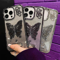 Luxe Papillon Galvanoplastie Téléphone Cas Arc Violet pour iPhone 16 Pro Max 15 Plus 14 13 12 Mini 11 Couverture Arrière