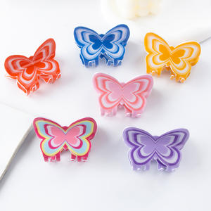 Pinzas de Pelo de Plástico de Color Sólido Estilo Coreano para Mujeres y Niñas, Elegantes Pinzas de Pelo con Forma de Mariposa, Accesorios al por Mayor - Product Image 1