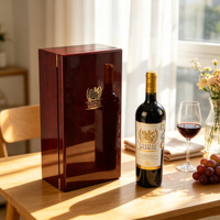 Scatola Regalo per Vino in Legno con Finitura Lucida, Personalizzabile con Logo, per Bottiglia Singola, con Inserto in Schiuma