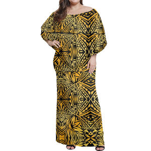 Robe asymétrique pour <span class=keywords><strong>femme</strong></span>, vêtement Maxi, grande taille, asymétrique épaule dénudée, imprimé de <span class=keywords><strong>tatouage</strong></span> Tribal, style polynéen, vente en gros, 2020 - Product Image 6
