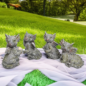 รูปปั้นมังกรน่ารัก เรซิ่นตกแต่งสวนกลางแจ้ง รูปสัตว์เคลือบสี งานฝีมือประดับตกแต่งแบบตั้งพื้น - Product Image 2