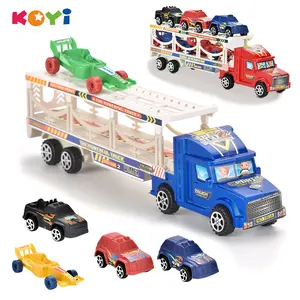 Alta Qualidade Double Decker Transporte Trailer Ttruck Boy Crianças Toy Car Engenharia Friction Toy Veículos Para Crianças