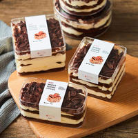 Grande boîte à tiramisu en plastique, conteneur transparent pour gâteaux et desserts (alimentation et desserts à base de gelée)